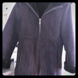 Ladies black faux suede coat